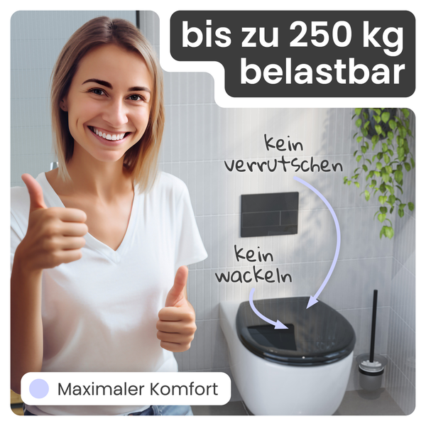 Wand-WC mit einer Belastbarkeit von bis zu 250 kg, maximaler Komfort und kein Verrutschen