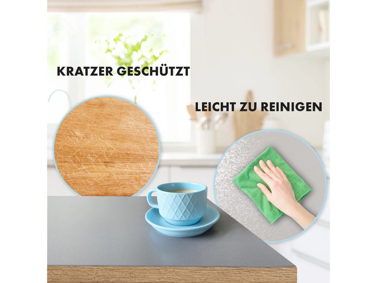 FLOORDIREKT Tischfolie Empire - mit abgeschrägter Kante - 1,5 mm Stärke - Dunkelgrau - 90 x 175 cm