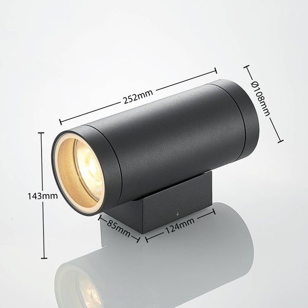 Lucande Wandleuchte außen Thomke (Modern) in Alu aus Aluminium (2 flammig, E27) - Außenwandleuchten Wandlampe Led Außenlampe Outdoor für Außenwand/Hauswand Haus Terrasse & Balkon Licht