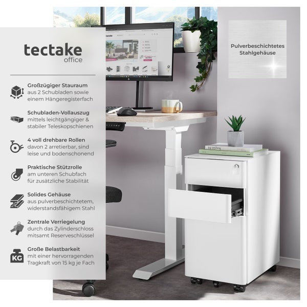 tectake Logo Büromöbel mit Schreibtisch und Rollcontainer