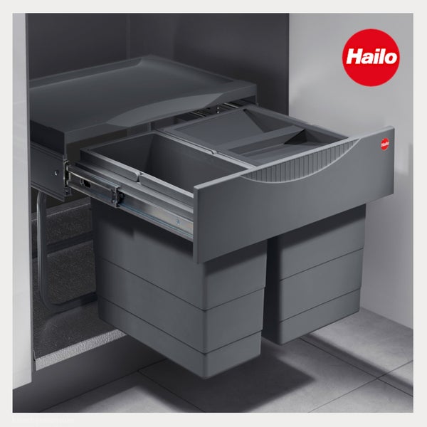 Hailo Abfalltrennsystem als Auszug mit zwei Mülleimern zur Montage im Küchenschrank.