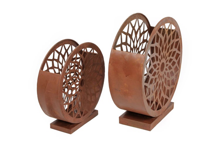 FRANK FLECHTWAREN | Windlicht Ornament, 2er Set, METALL, 32 x 10 x 34 cm, Glas Ø 7 x 10 cm, 40 x 14 x 43 cm, Glas Ø 8 x 12 cm, ohne Kerzen