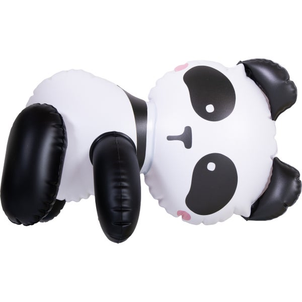 Aufblasbare Panda-Figur aus Kunststoff in Schwarz und Weiß.