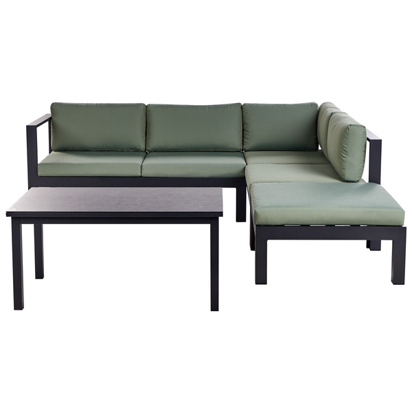 Garten Ecksofa mit Tisch 5-Sitzer MESSINA linksseitig Metall Grün
