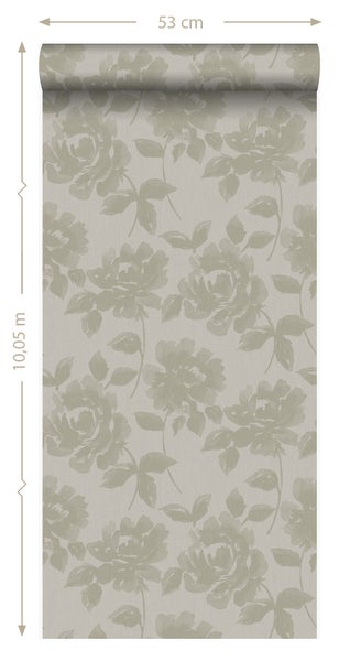 Tapetenrolle mit Blumenmuster, 53 cm breit, 10,05 m lang
