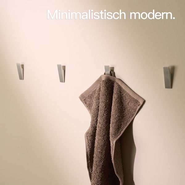 Designfabrik Hamburg Klebehaken ohne Bohren  |  4 Selbstklebende Haken | Wandhaken Silber