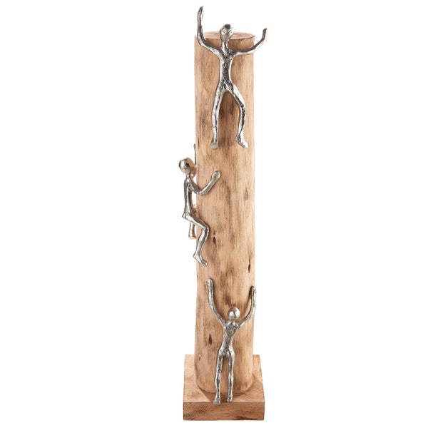 Skulptur GILDE Dekoration Höhe 55cm Breite 12cm naturfarben Aluminium, Mangoholz