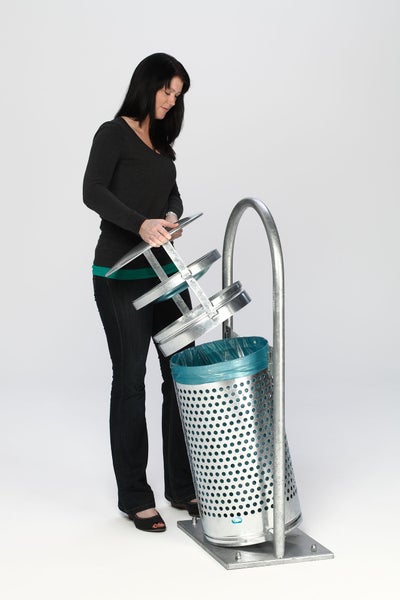 PROREGAL Abfallsammler Mit Rohrbogenständer Aschereinsatz 60 70 Liter HxBxT 116,5 x 58 x 38 cm Verzinkter Stahl Feuerverzinkt