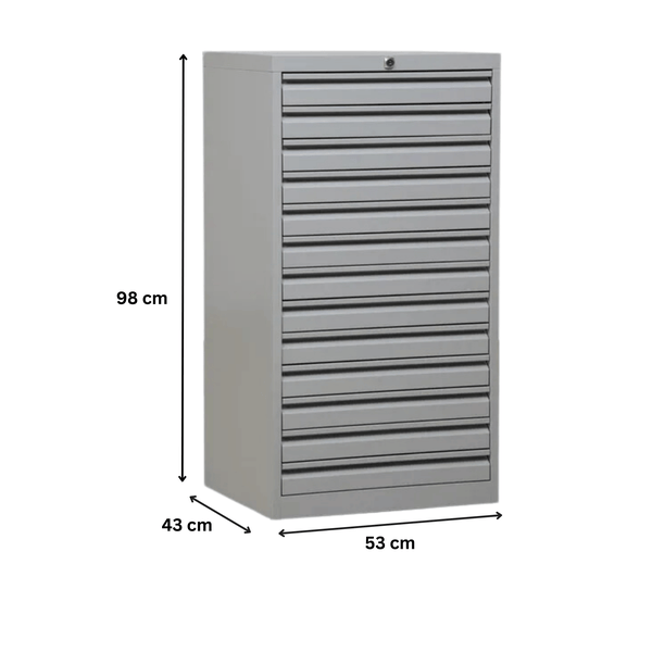 PROREGAL Schubladenschrank Swan 13 Schubladen HxBxT 98 x 53 x 43 cm Grau