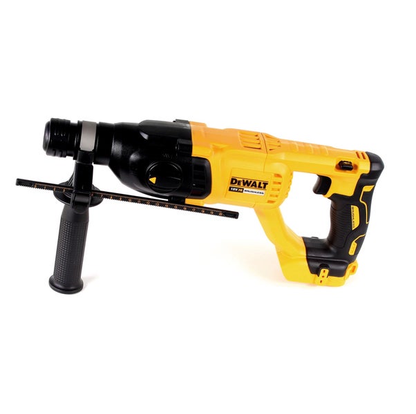 DeWalt 18 Volt XR bürstenloser Akku-Bohrhammer mit verstellbarem Zusatzhandgriff und Tiefenanschlag.