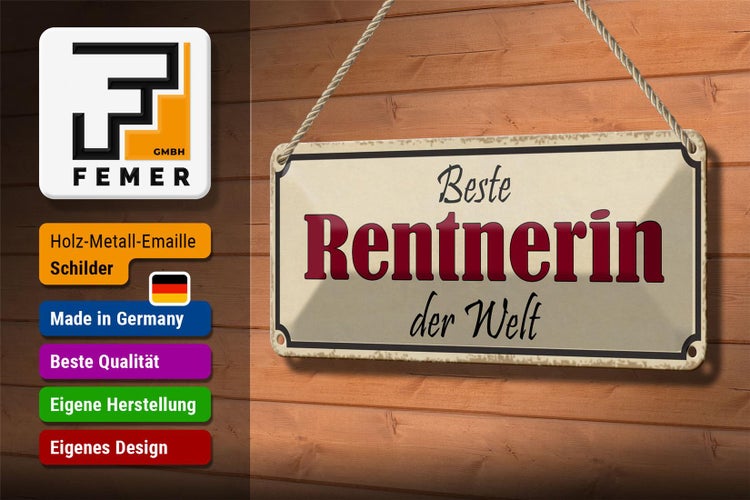 Blechschild Spruch 27x10cm beste Rentnerin der Welt Dekoration