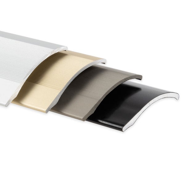 FLOORDIREKT Anpassungsprofil - aus Aluminium - Höhenausgleich bis 11 mm - Selbstklebend - 38 mm - Edelstahl-matt - 100 cm