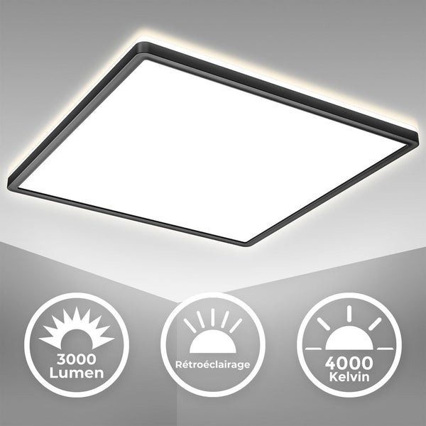 LED Panel 42x42 cm - 22W, 3000lm, flach, backlight, neutralweiß, schwarz