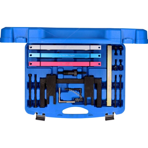 Motor-Einstellwerkzeugsatz in einem blauen Koffer