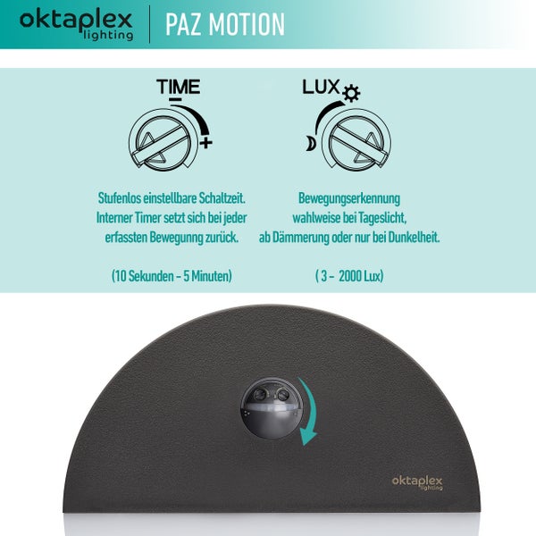 Wandlampe mit Bewegungsmelder warmweiß 3000K 1000 Lumen IP54 10W  anthrazit Außenleuchte 230V