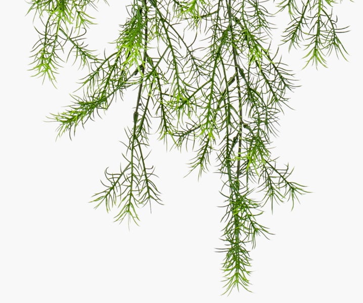 Künstlicher Kirschblütenzweig mit rosafarbenen Blüten und grünen Blättern.