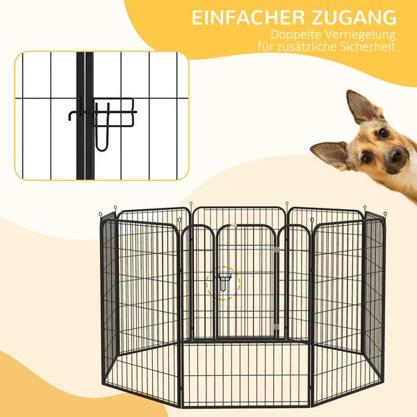 PawHut Haustier-Laufstall, 80B x 100H cm, Metall, Schwarz