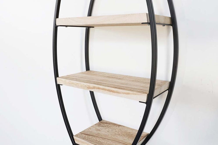 Wandregal oval mit 4 Holzböden – 26x60 cm