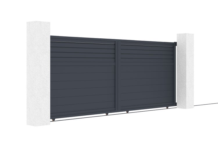 Schiebetor 4m CARPATIA H.160cm graues Aluminium + 2 Pfosten 20x20cm H.190cm
