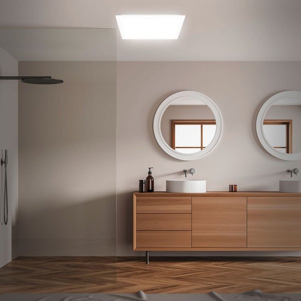 BRILONER SIMPLE LED Deckenleuchte Bad, IP44 Spritzwasserschutz, Neutralweißes Licht, weiß, 44,5 x 44,5 x 5 cm