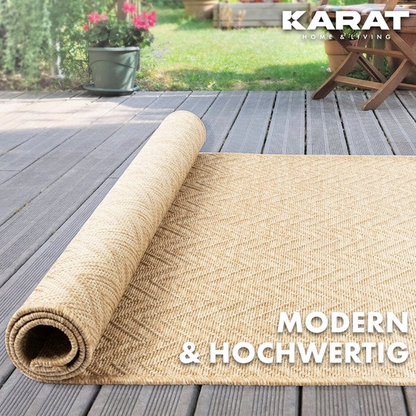 FLOORDIREKT Outdoorteppich - Wetterbeständiger Außenteppich - Cheron - Beige - 80 x 150 cm