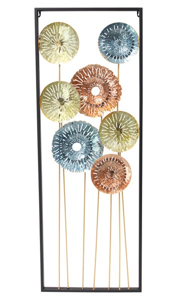 FRANK FLECHTWAREN | Bild Metallic-Blumen, METALL, 34,5 x 2,5 x 95 cm