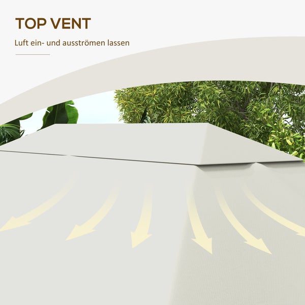 Outsunny Ersatzdach, für Garten 3,97 x 2,97 m Pavilliondach, mit UV-Schutz, Polyester, Creme