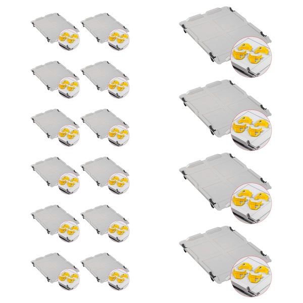 PROREGAL Spar Set 16x Eurobox Nextgen Economy Mit Auflagedeckel & 4x Schiebeschnappverschlüsse Gelb Griffe Offen HxBxT 12 x 30 x 40 cm 11 Liter
