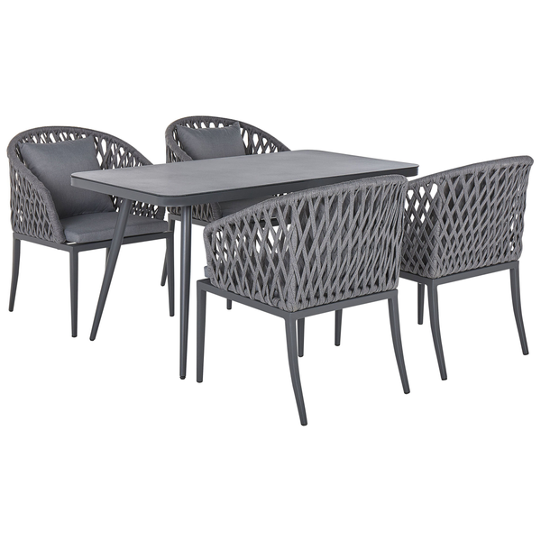 Gartenmöbel Set 4-Sitzer LIPARI inkl. Kissen Metall Grau