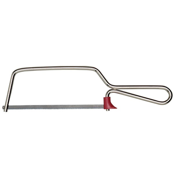 Laubsägebogen aus Metall mit Metallbügel und Sägeblatt zum präzisen Schneiden von Holz und Kunststoff.