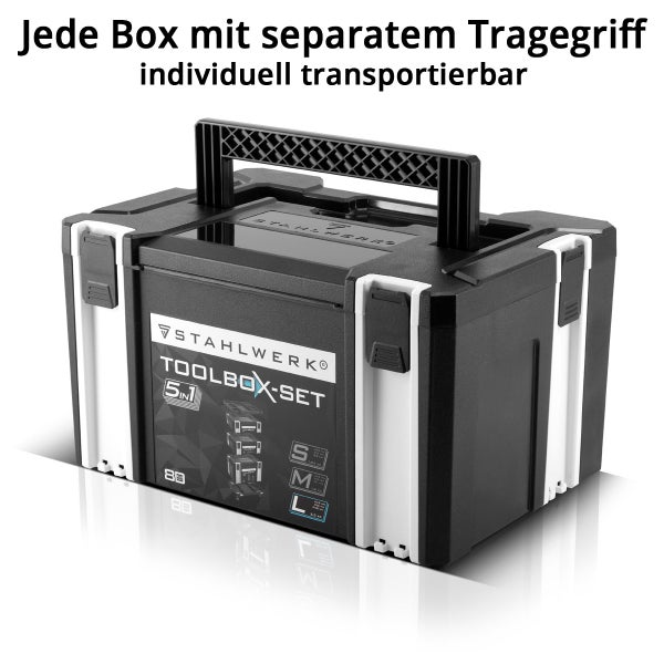 STAHLWERK Toolbox Set 5 in 1 Systembox Werkzeugkiste Werkzeugkoffer Werkzeugbox