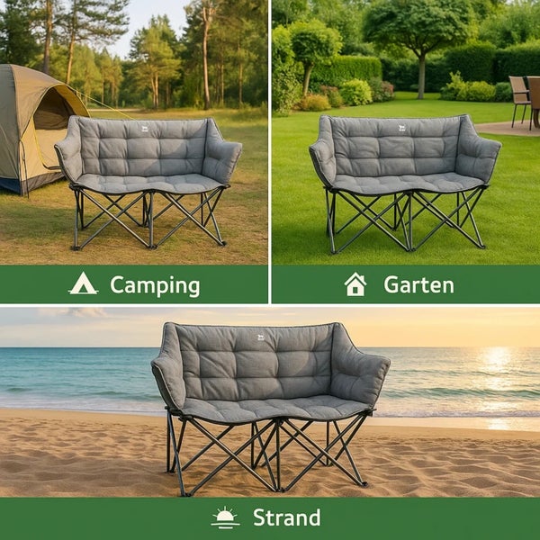 Doppelsitz Campingstuhl für Camping, Garten und Strand