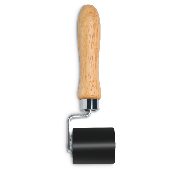 Andrückrolle mit Holzgriff zum Glätten von Tapeten und Kanten
