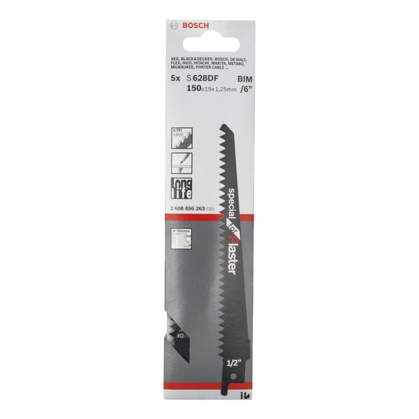 Bosch 5x Säbelsägeblatt S 628 DF Special for Plaster - 2608656263