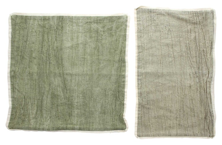 FRANK FLECHTWAREN | Kissenhülle Grün & Grau, 2er Set, LEINEN, POLYESTER, BAUMWOLLE, VISKOSE, 45 x 45 cm, 50 x 30 cm