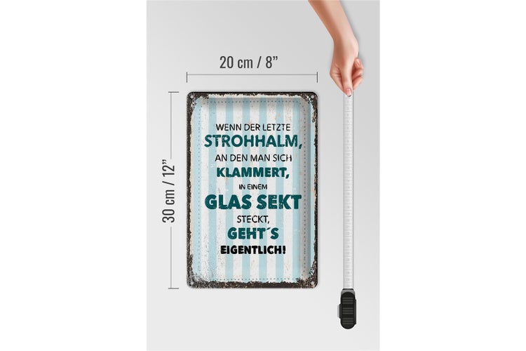 Blechschild Spruch Wenn der letzte Strohhalman 20x30cm