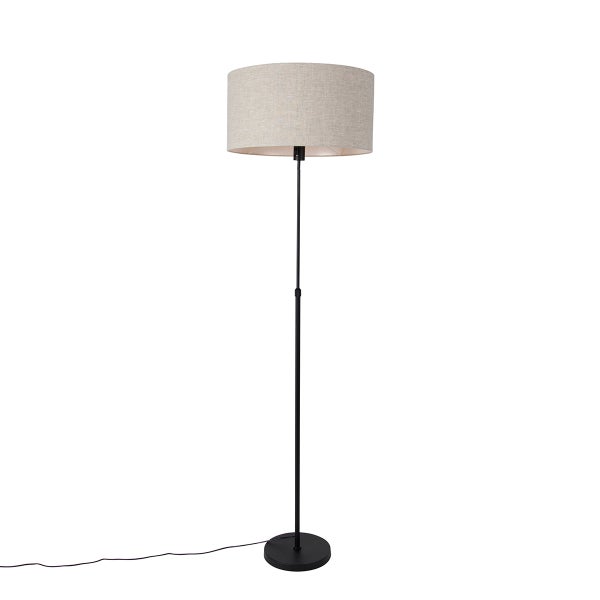 QAZQA - Design Stehleuchte I Stehlampe I Standleuchte I Lampe I Leuchte schwarz verstellbar mit Schirm hellgrau 50 cm - Parte I Wohnzimmer I Schlafzimmer - Stahl Rund - LED geeignet E27