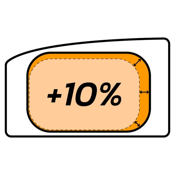 Symbol für 10 Prozent mehr Fläche