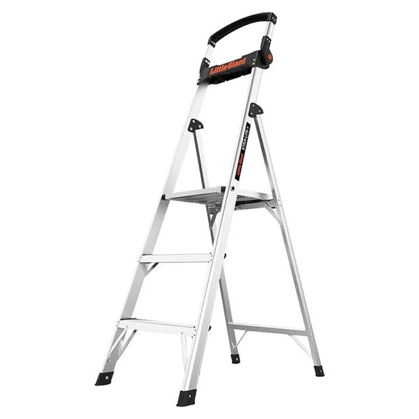 Little Giant Xtra Lite Trittleiter aus Aluminium mit Arbeitsplattform und Sicherheitsbügel
