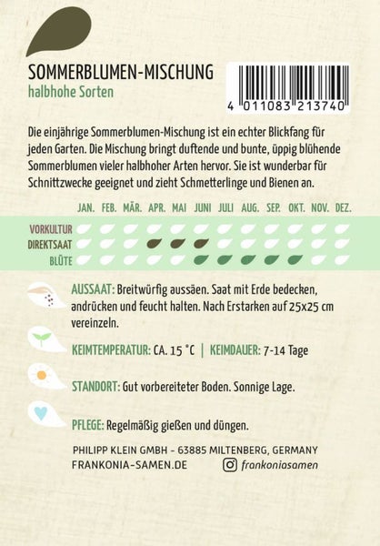 Sommerblumen Mischung für halbhohe Sorten