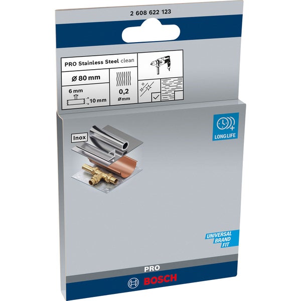 Bosch PRO Stainless Steel clean Scheibenbürste 80 x 0,20 mm gerader Schaft - 2608622123