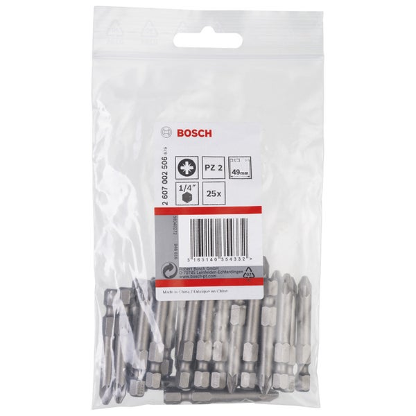 Bosch 25x Schrauberbit Extra-Hart, PZ 2, 49 mm - 2607002506