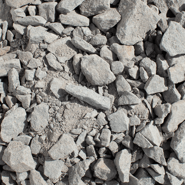 Gebrochener grauer Naturstein, Schotter für den Garten und Wegebau.