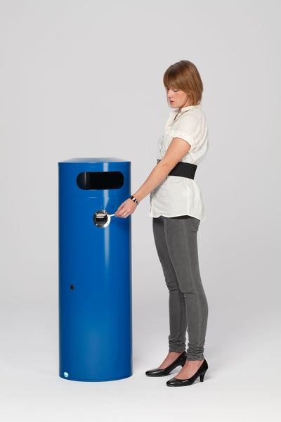 PROREGAL Kombiascher Mit Einflügeltür Ascher Innen 70 Liter HxBxT 104,5 x 42 x 42 cm Verzinkter Stahl Blau