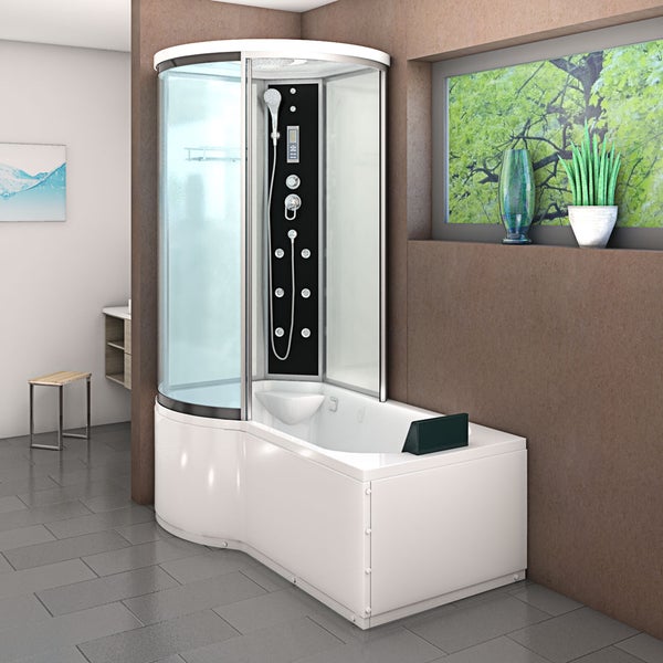 Wanne Dusche Kombination Weiß K55-R01-EC 100x170