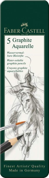 Faber-Castell Aquarellbleistifte Graphite Aquarelle, HB 2B 4B 6B 8B, 5er Set