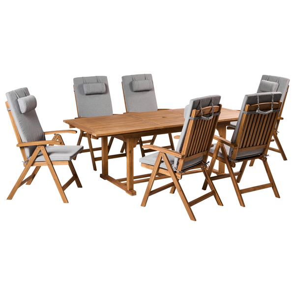 Gartenmöbel Set 6-Sitzer JAVA PREMIUM Akazienholz Grau
