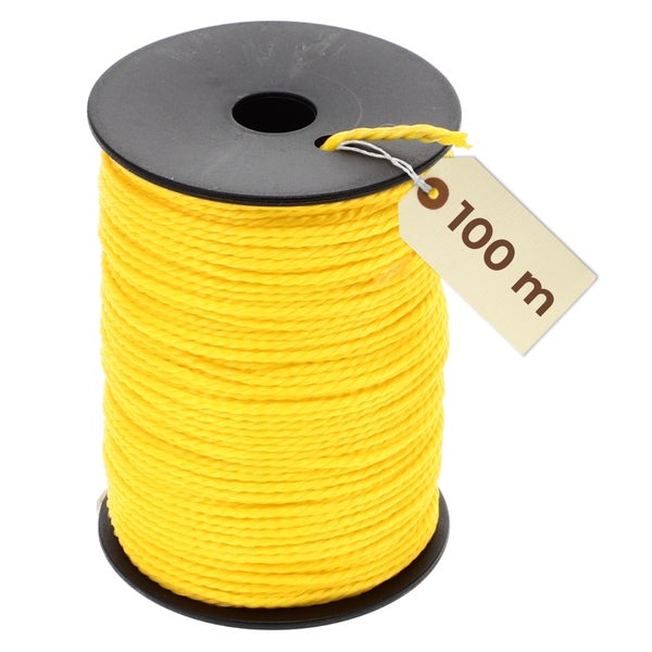 Gelbes Polypropylen Seil auf Spule mit 100 Meter Länge