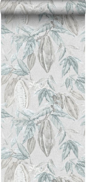 Sanders und Sanders Tapete Blätter Graublau - 53 cm x 10 m - 640218