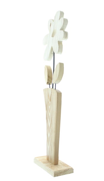 FRANK FLECHTWAREN | Holzdeko Blume, HOLZ, 14 x 6 x 44,5 cm